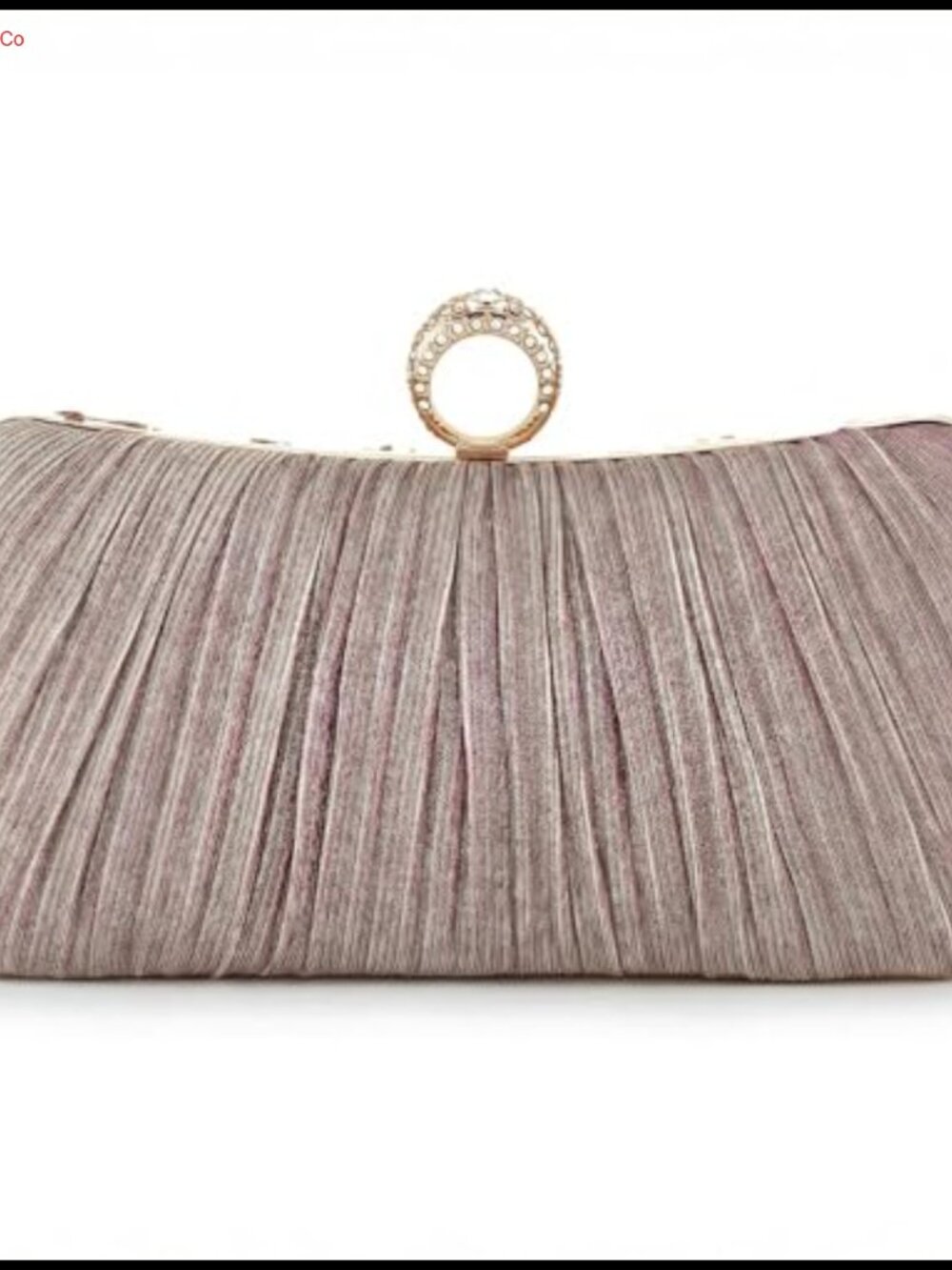 Pleated Sequin Evening Clutch with Crystal Handle Wedding Party